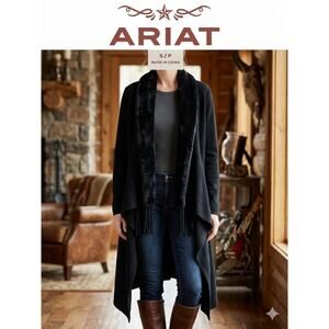 Ariat Black Draped Faux Fur Collar Cardigan